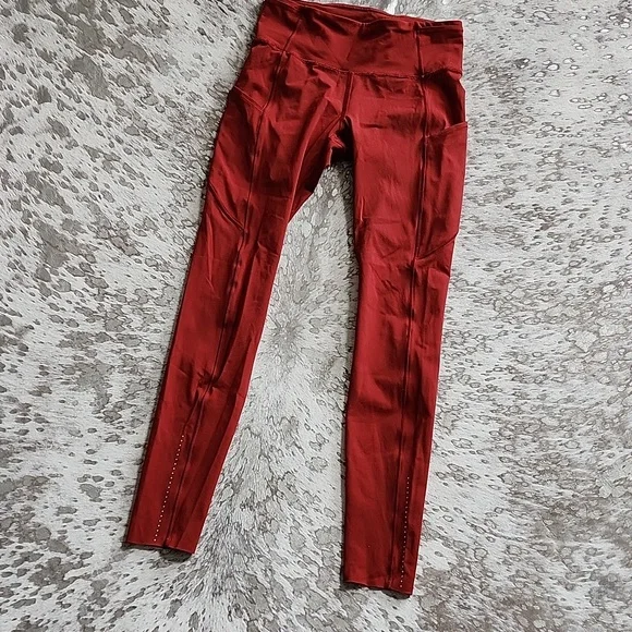 Lululemon Fast & Free Full Length Tight 28 Dark Sport Red Sz6